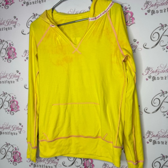 Victoria secret pink sweater pullover your place or mine yellow white pink 2 way - Picture 3 of 15